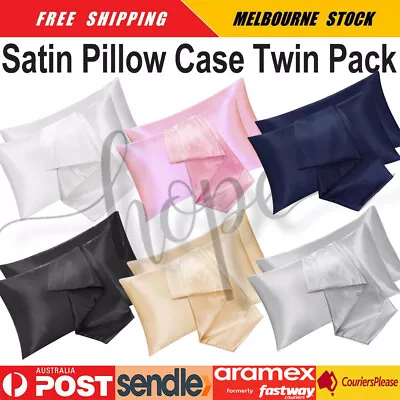 $10.99 • Buy 2pcs Satin Pillow Case Bedroom Pillowcase Cushion Covers Home Decor Luxury Slip