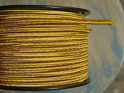 Gold 2-Wire Cloth Covered Cord 18ga. Vintage Style Lamps Antique Lights Rayon • $1.29