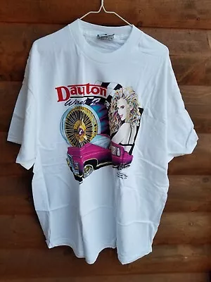 VTG New 1995 DAYTON WIRE WHEELS T Shirt NOS Lowrider Tee 2XL Unworn Santa Cruz  • $150