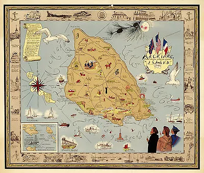 Early Pictorial Map Mackinac Most Historic Spot In Michigan Wall Poster Vintage • $21.95