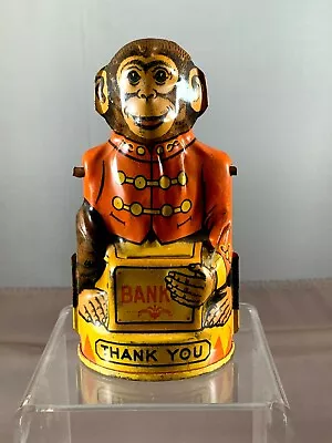 Vintage Chein Tin Toy Litho Monkey Mechanical Bank 1940s Era   • $34.95