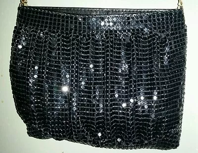 BLACK METAL MESH HANDBAG PURSE WITH GOLDTONE HARDWARE 8 X 6 • $32