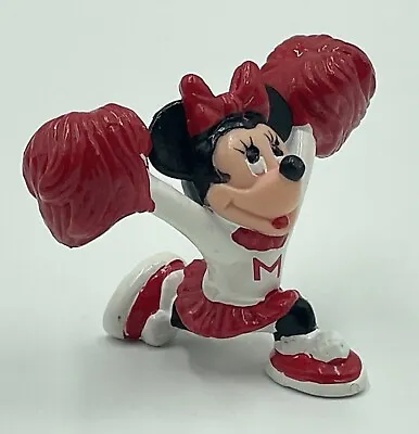 Vtg Minnie Mouse Cheerleader Cheer Pom PVC Figure Disney Applause Cake Topper 2” • $6.99