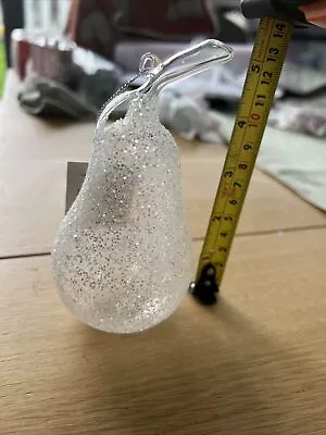 £9 • Buy Gisela Graham Clear Glass Pear With Silver Glitter Bauble Gisela Graham