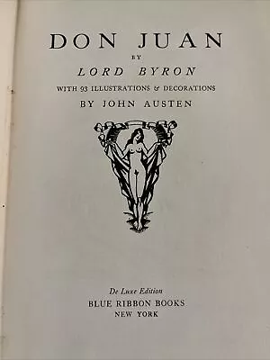 Don Juan By Lord Byron - De Luxe Edition ILLUS Blue Ribbon Books - Hardcover • £39.58