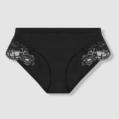 $96 La Perla Women's Black Donna Lace Mid-Rise Trim Bikini Panties Size XS • $30.78