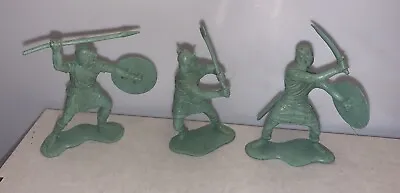 Vintage Marx Castle Play Set Green Plastic Viking Figures Lot Of 3 Pcs. • $11.99