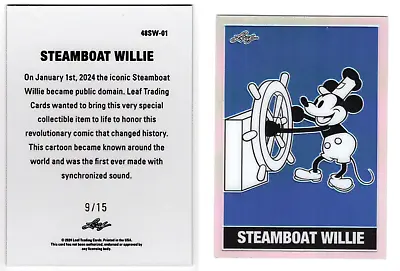 Steamboat Willie 2024 Leaf Metal Blue Refractor 48sw-01 #9/15 • $199