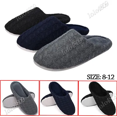 Men's Cotton House Shoes Comfy Casual Slippers Memory Foam Mule Indoor Slip On • $9.03