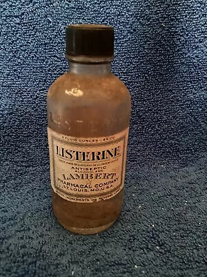 Vintage Listerine Antiseptic Glass Bottle 3 Fluid Ounce Lambert Pharmacology Co • $15.95