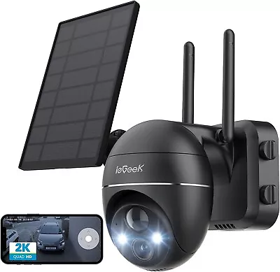 IeGeek Outdoor Wireless Solar Security Camera 360° PTZ WiFi Battery Powered CCTV • £59.99