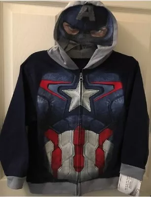 Captain America Zip Hoodie Boys Mask S Small 4 Avengers Marvel Fast Usps Ship • $24.99