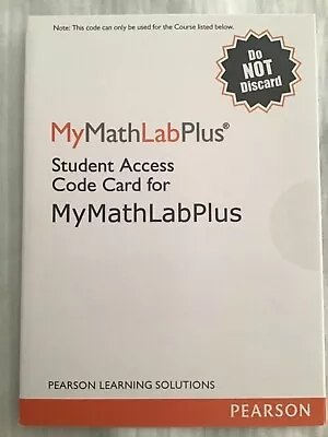 NEW MyMathLabPlus Student Online Access Code Card ISBN 0558926800 9780558926809 • $20