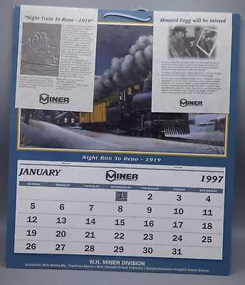 1997 Miner Enterprises Railroad Locomotive Calendar Night Run To Reno 1919 • $9.99