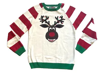 Ugly Christmas Sweater Women's XXL Cotton Blend Reindeer Rudolf Red Green White • £4.05