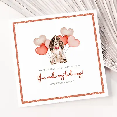 Personalised Brown Cocker Spaniel Valentines Day Card From To The Dog Mum Dad • £3.20