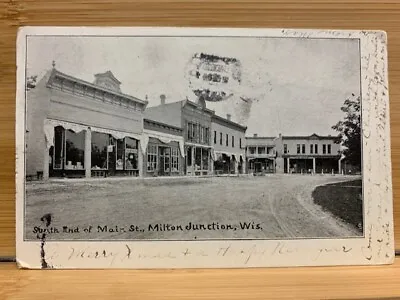 C.'06 South End Of Main Street Milton Junction WI Old Postcard • $12.95