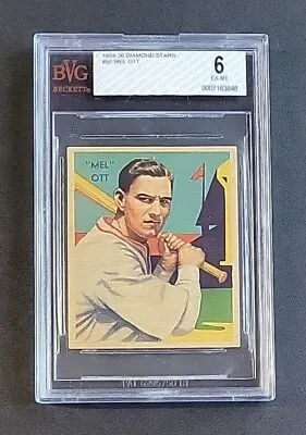 Mel Ott 1935 Diamond Stars #50 BVG 6 EX-MT - MLB HOF New York Giants • $1000