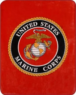 Twin US Marine Corps Emblem United States Military Faux Fur Plush Blanket Core • $84.99