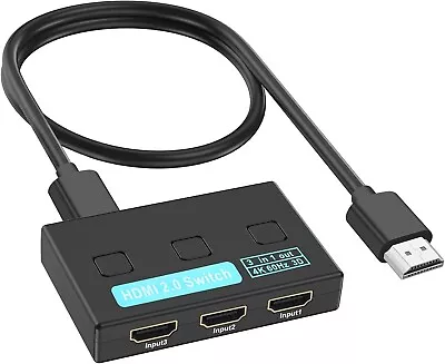 HDMI Switch 4K-60Hz With HDMI Cable 3 In 1 Out HDMI Switch 3 Port HDMI Switch • $15