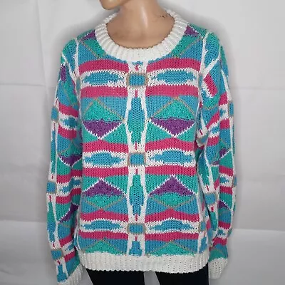 Woolrich Womens Vintage Colorful Geometric Pattern Pullover Sweater Size Medium • $19.99