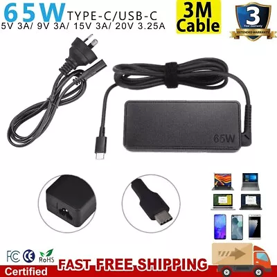 65w 45W Type C USB C Laptop Charger For Lenovo ThinkPad E480 E580 S2 Yoga X1 • $20.88