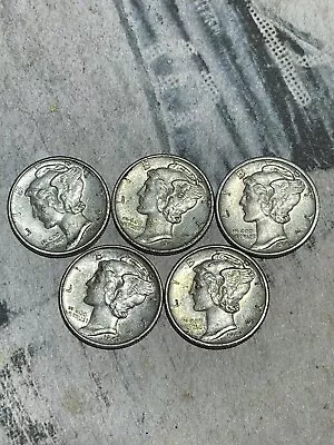 1940 - 1944 Mercury Dime - Lot Of 5 • $10