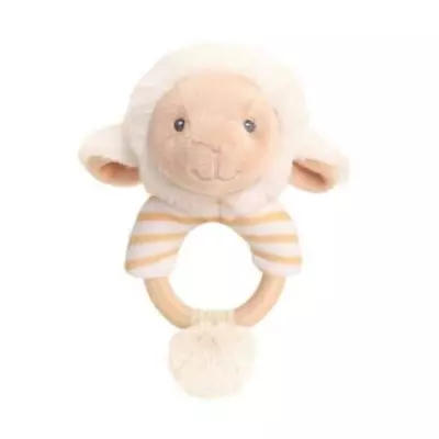 14cm Baby Ring Rattle Lamb Keeleco Toys 100% Recycled  Eco Friendly Soft Plush • £8.95