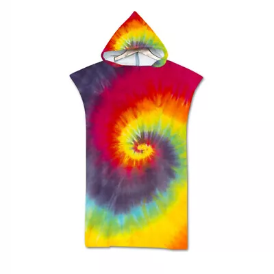 Tie Dye Spirals Unisex Hooded Towel Poncho Beach Surf Swim Changing Robe Gift • £19.19