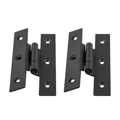 2 Pcs Black Offset H Hinges 3.5  H 1/3 Wrought Iron Rust Resistant Door Hinges • $11.61