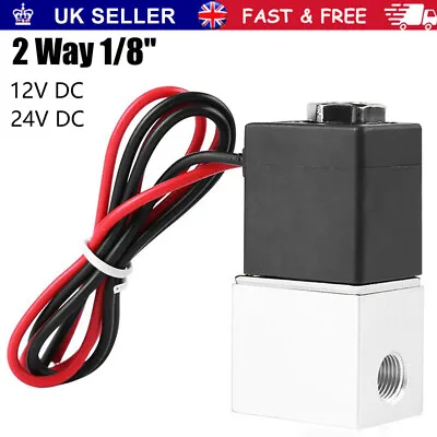 2 Way 1/8  DC12/24V Electric Solenoid Valve Air Gas Water Fuel Normally Closed • £10.95