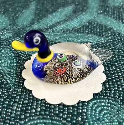 Vtg Murano Hand Blown Venetian Art Glass Duck Sculpture Italy Gold Fleck Murrine • $65