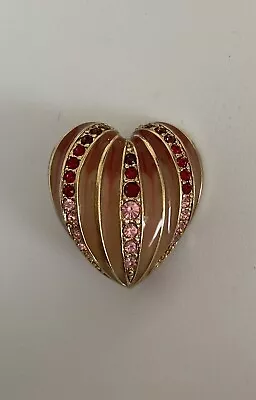 Vintage Pink Monet Ombré Rhinestone Heart • $14.49