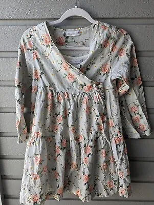 Zara Kids Floral Long Sleeve Cottagecore Boho Wrap Dress Girls Size 13-14 • $11.50