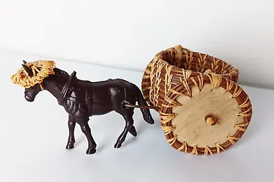 Vintage Small Horse And Sweetgrass Pine Needle Basket Cart Souvenier Handmade • $21.95