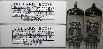 1MP  ECC88 MULLARD  Made In Gt. Britain Amplitrex AT1000 Tested #1780008/28 • $130