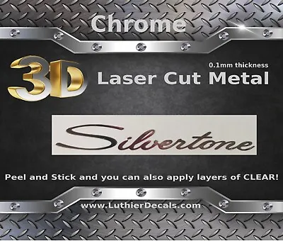 $17.11 • Buy Silvertone Guitar Decal 3D Metal Chrome Headstock Restoration Decal Sticker M59b