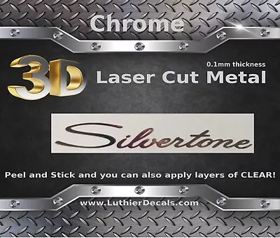 $17.11 • Buy Silvertone Guitar Decal 3D Metal Chrome Headstock Restoration Decal Sticker M59b