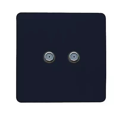 Trendi Switch 2 Gang Male F-Type Satellite Television Socket In Navy • £9.95