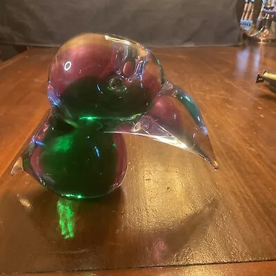 Vintage Murano Art Glass Purple Green  Bird Toucan Figure • £47.23