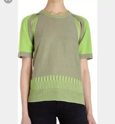 VPL Green Knit Short Cutout Sleeve Sweater Top Barneys $350 Small 2 4 BestOffer • $80