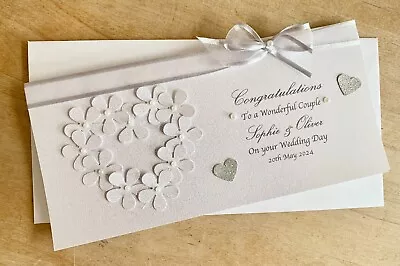 Personalised Handmade Wedding Day Money Gift Wallet Flower Heart • £5.25