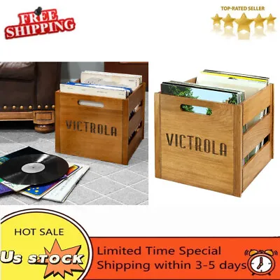 Vinyl Record Storage Box Wooden Organize Record Crate Holder Album Display Retro • $19.67