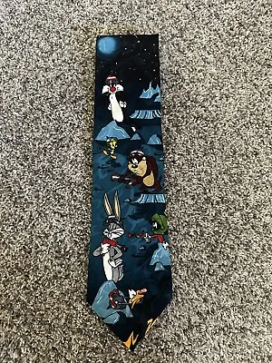 Vintage Tie Looney Tunes Mania Outer Space Marvin The Martian Ray Gun Taz Bugs • $17