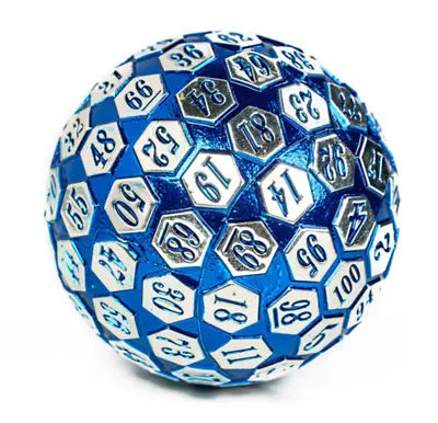 Blue Solid Metal D100 Die | Dungeons And Dragons | 100 Sided Dice | DnD Dice • $34.95