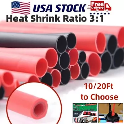 Marine Grade Black&Red Wire Insulation Cable Sleeve Wrap Heat Shrink Tubing-3:1 • $15.89