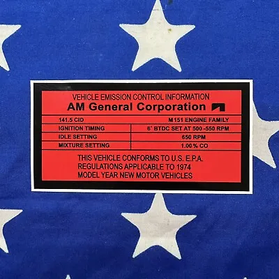 M151 M151a1 M151a2 Engine Decal • $6