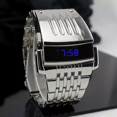 2024 Men Digital Big Wristwatch Iron Man Style LED Display Watch Stainless Steel • $17.99