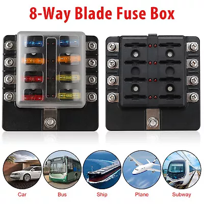 8 Way Blade Fuse Box Block Holder LED Indicator Auto Marine 12V 32V Waterproof • $12.98