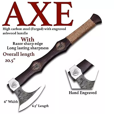 Custom Handmade Bearded Tomahawk Viking Hatchet Hunting Tactical Axe Razor Sharp • $99